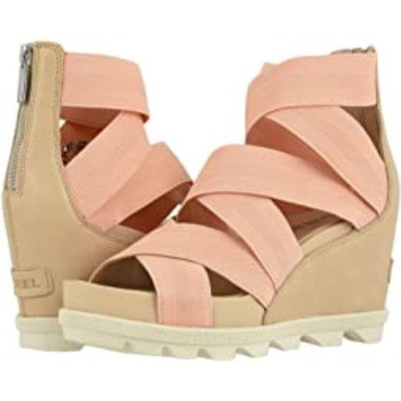 EUC Sorel Leather Joanie II Platform Wedge Sandals 7 - Picture 2 of 11